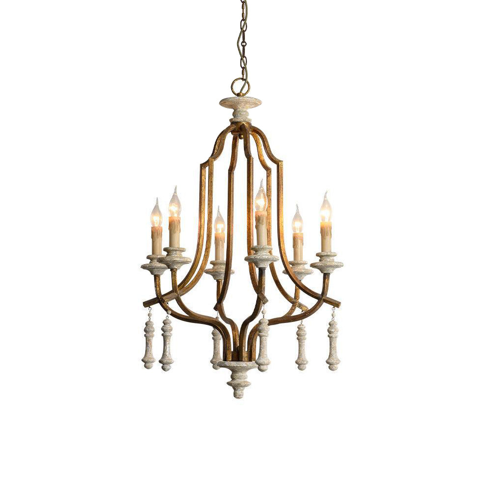 Arsoliel Vintage Luxury Metal Wood Chandelier - Lamp Copper