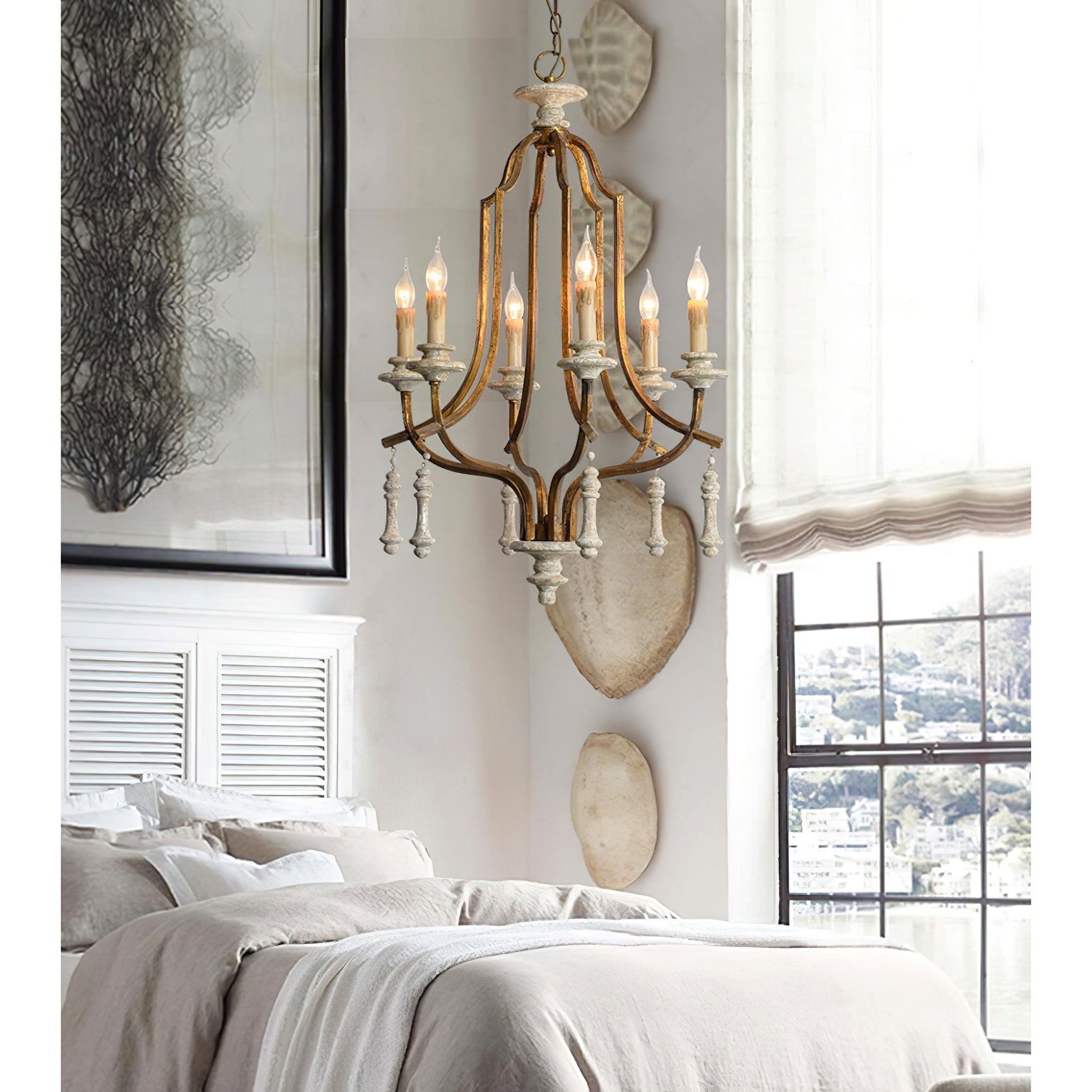 Arsoliel Vintage Luxury Metal Wood Chandelier - Lamp Copper