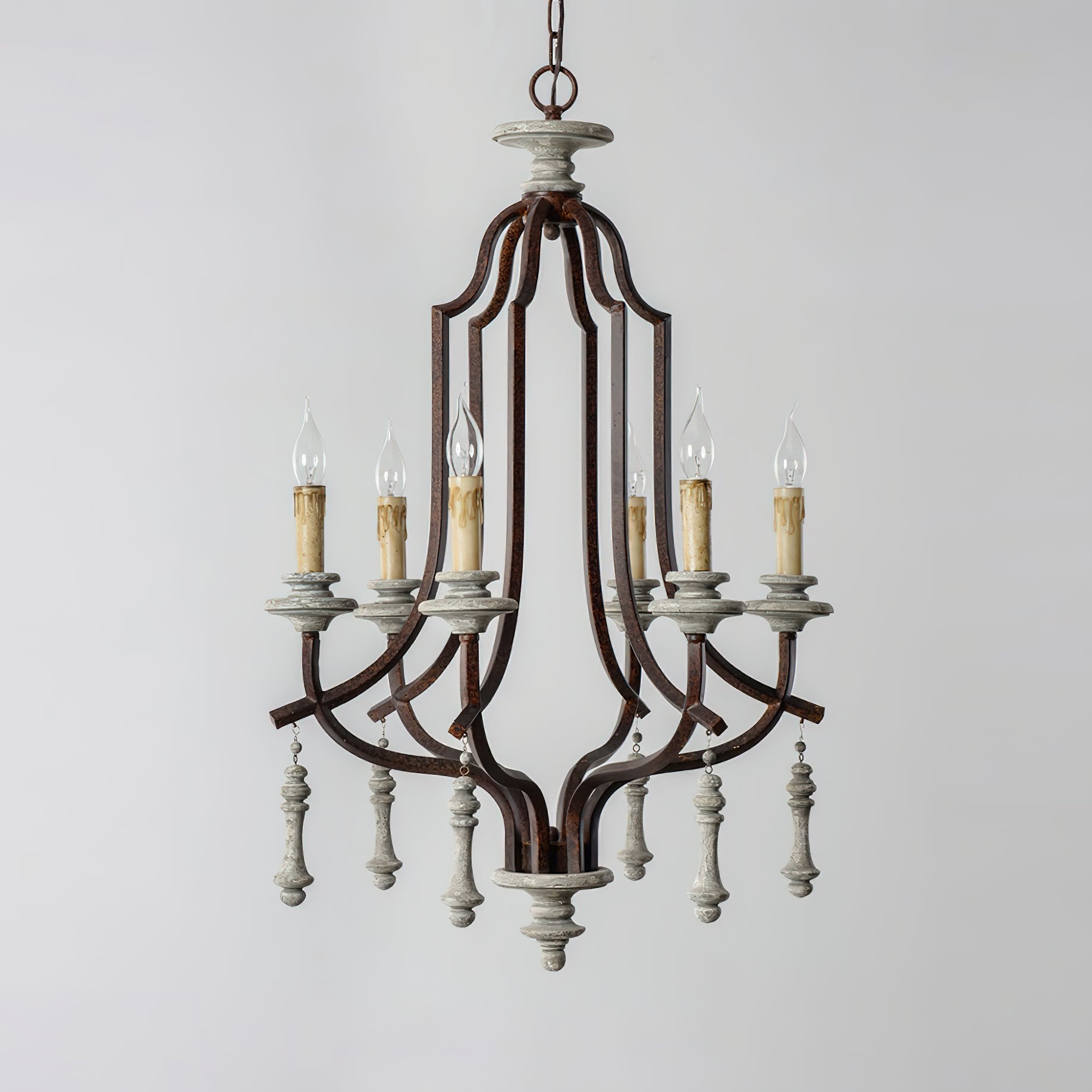 Arsoliel Vintage Luxury Metal Wood Chandelier - Lamp Copper
