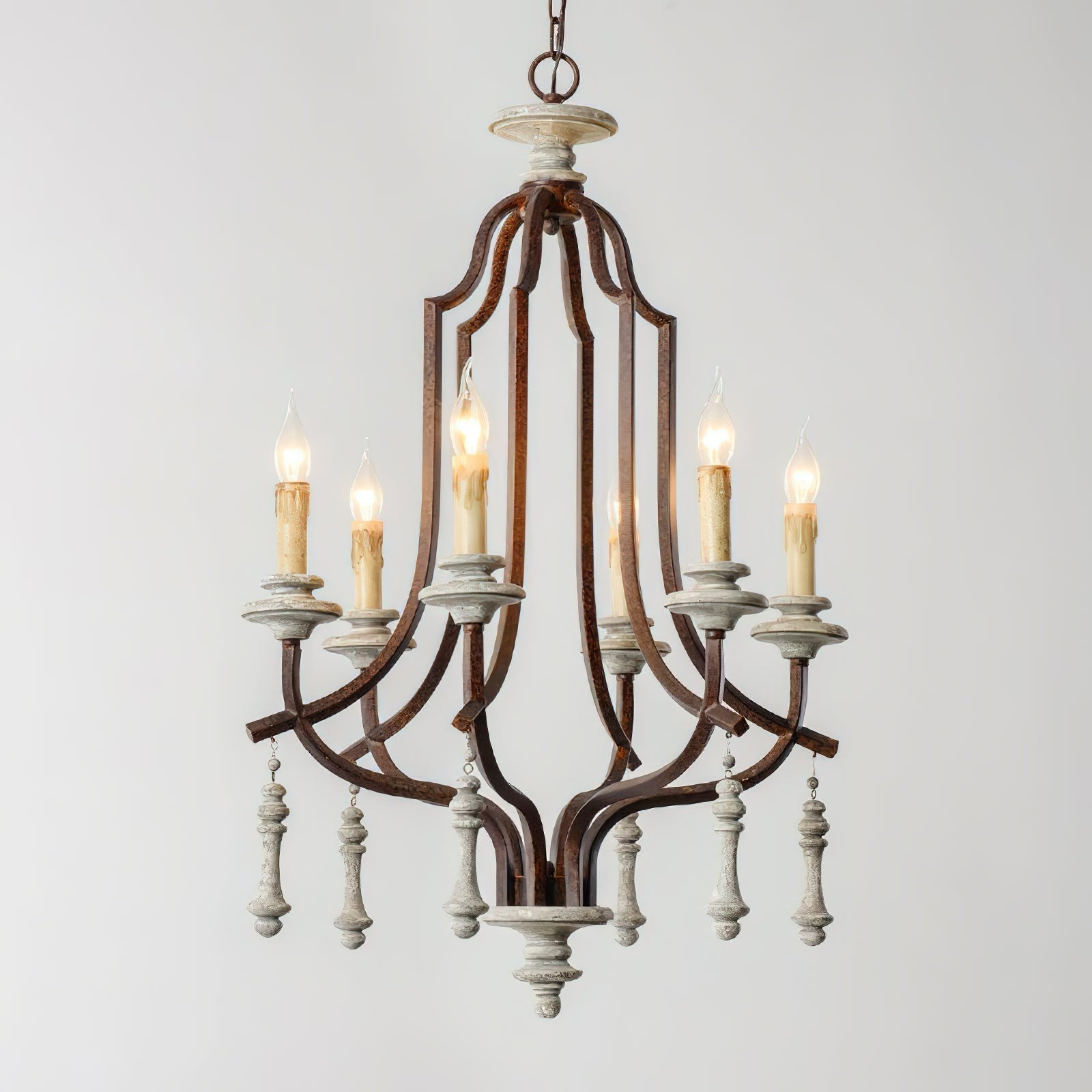Arsoliel Vintage Luxury Metal Wood Chandelier - Lamp Copper