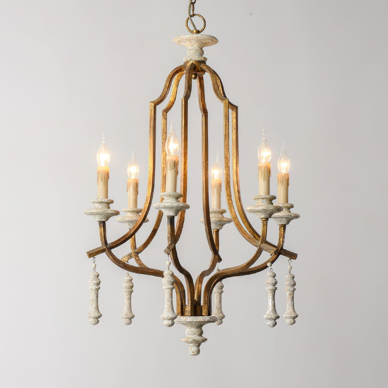 Arsoliel Vintage Luxury Metal Wood Chandelier - Lamp Copper