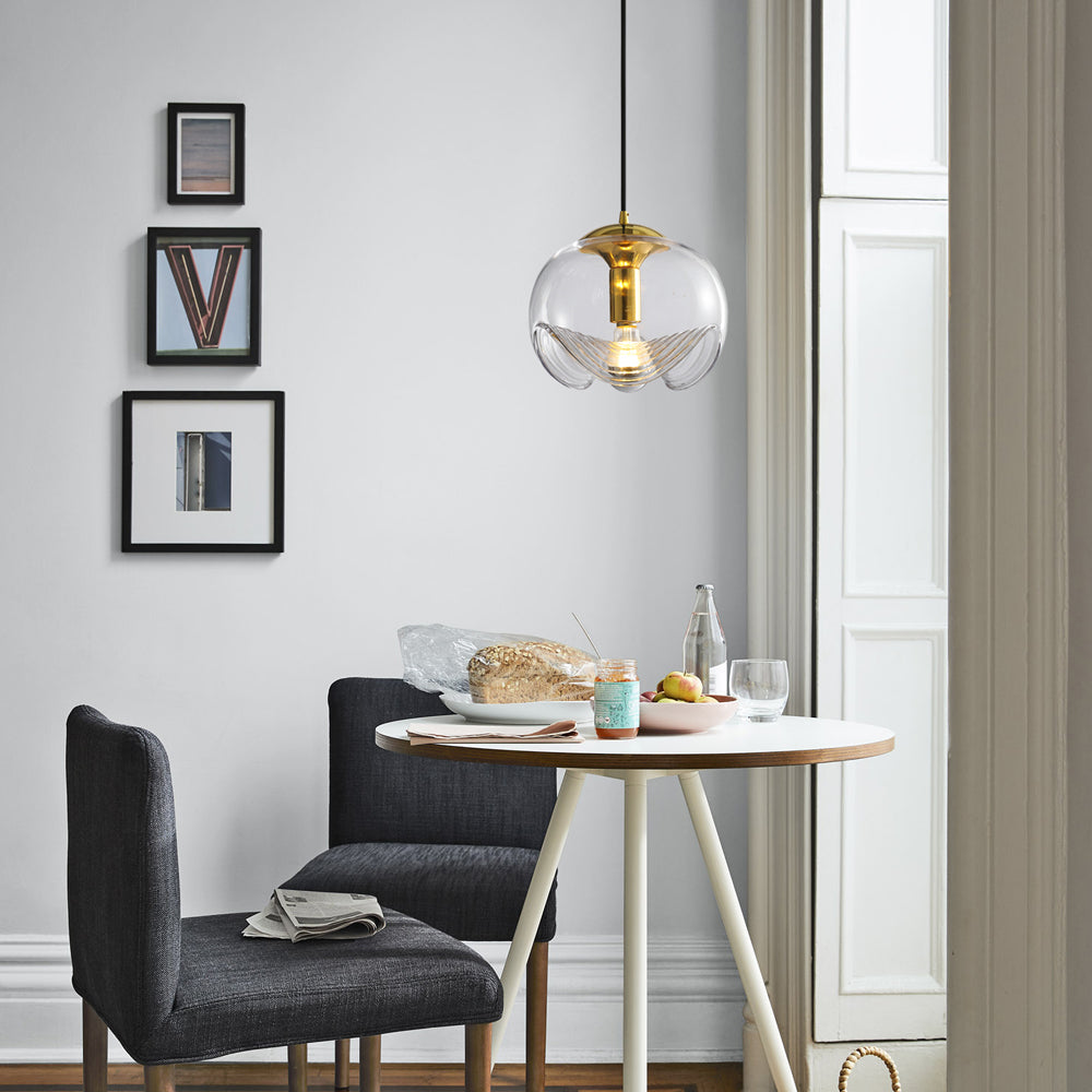 Valentina Suspension Moderne Transparent Onde Métal Verre Chambre à Coucher - Neutralighting