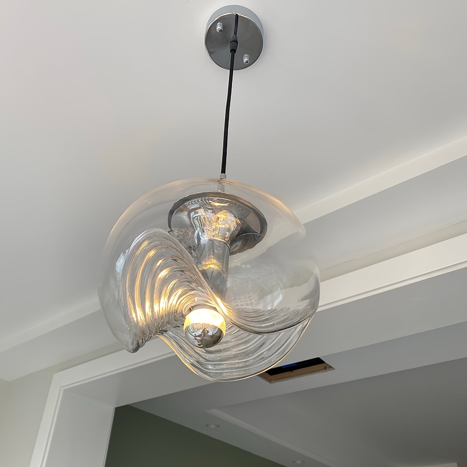 Valentina Suspension Moderne Transparent Onde Métal Verre Chambre à Coucher - Neutralighting