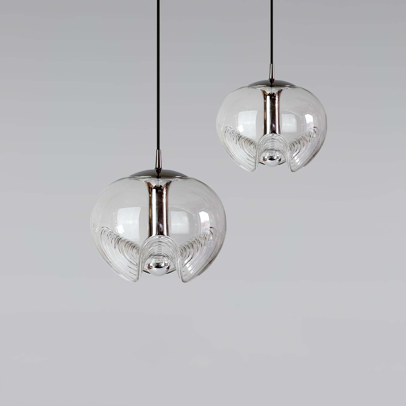 Valentina Suspension Moderne Transparent Onde Métal Verre Chambre à Coucher - Neutralighting