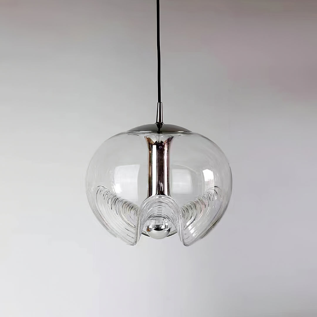 Valentina Suspension Moderne Transparent Onde Métal Verre Chambre à Coucher - Neutralighting