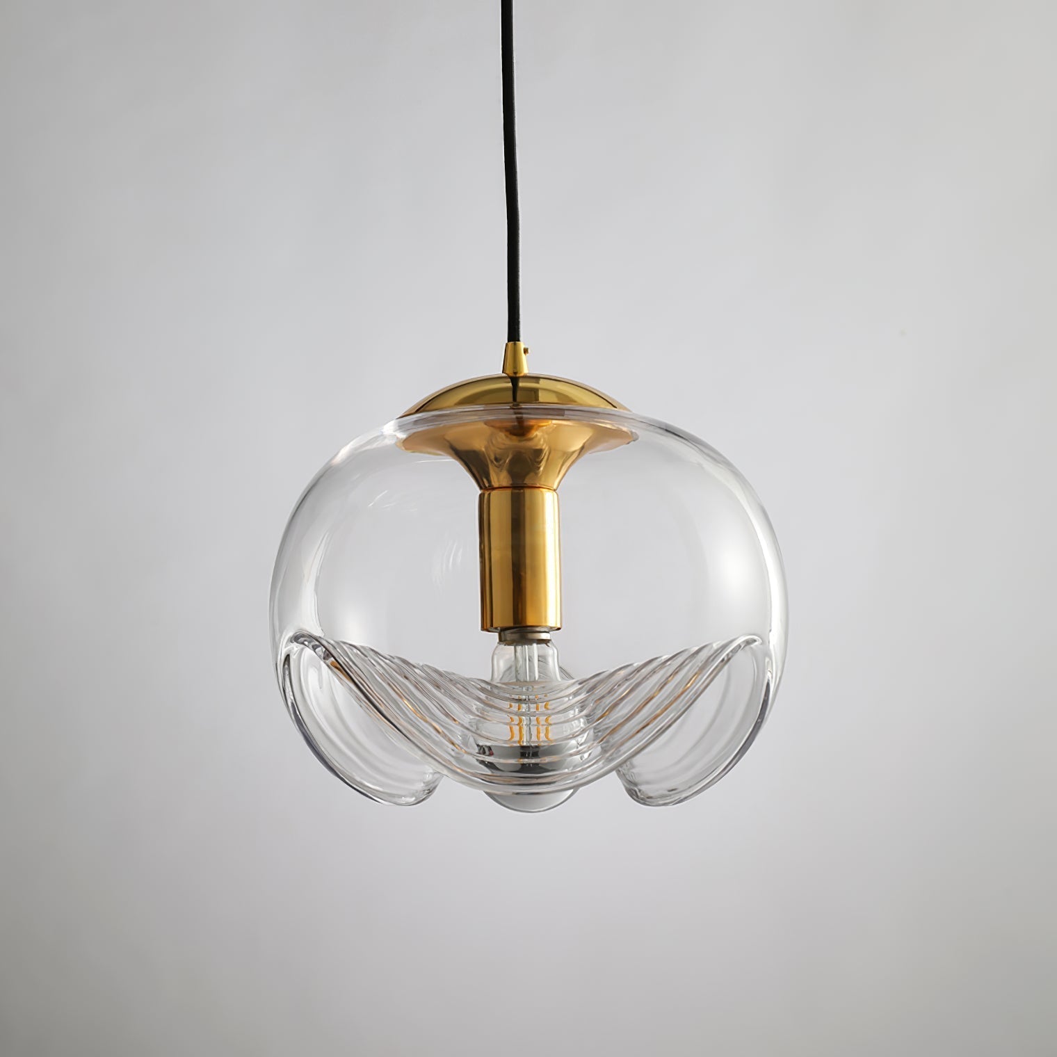 Valentina Suspension Moderne Transparent Onde Métal Verre Chambre à Coucher - Neutralighting