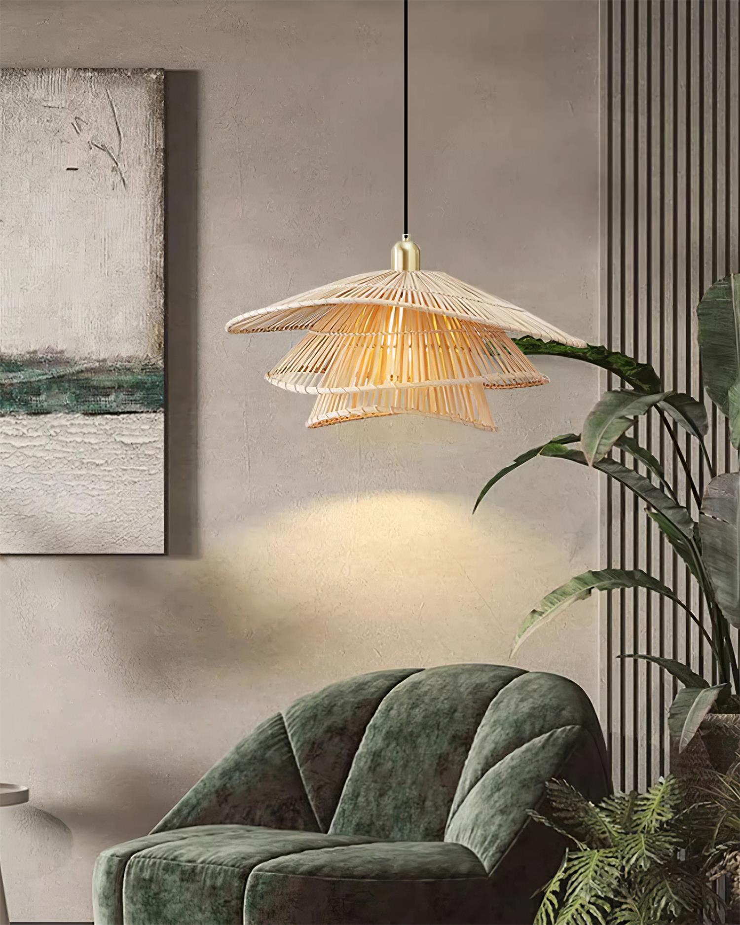 Weaver Pendant Lamp Woven Rattan Tiered - Letslighting