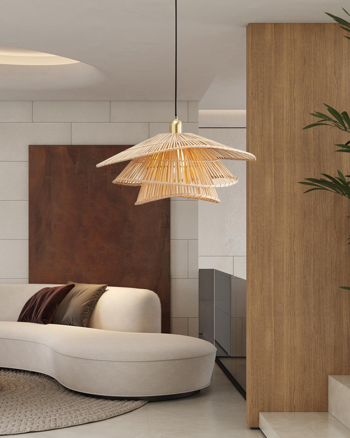 Weaver Pendant Lamp Woven Rattan Tiered - Letslighting