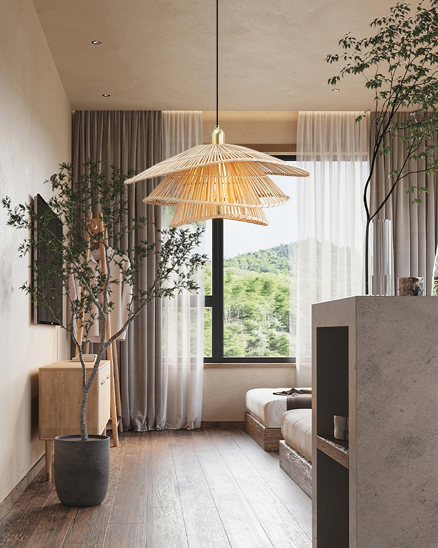 Weaver Pendant Lamp Woven Rattan Tiered - Letslighting