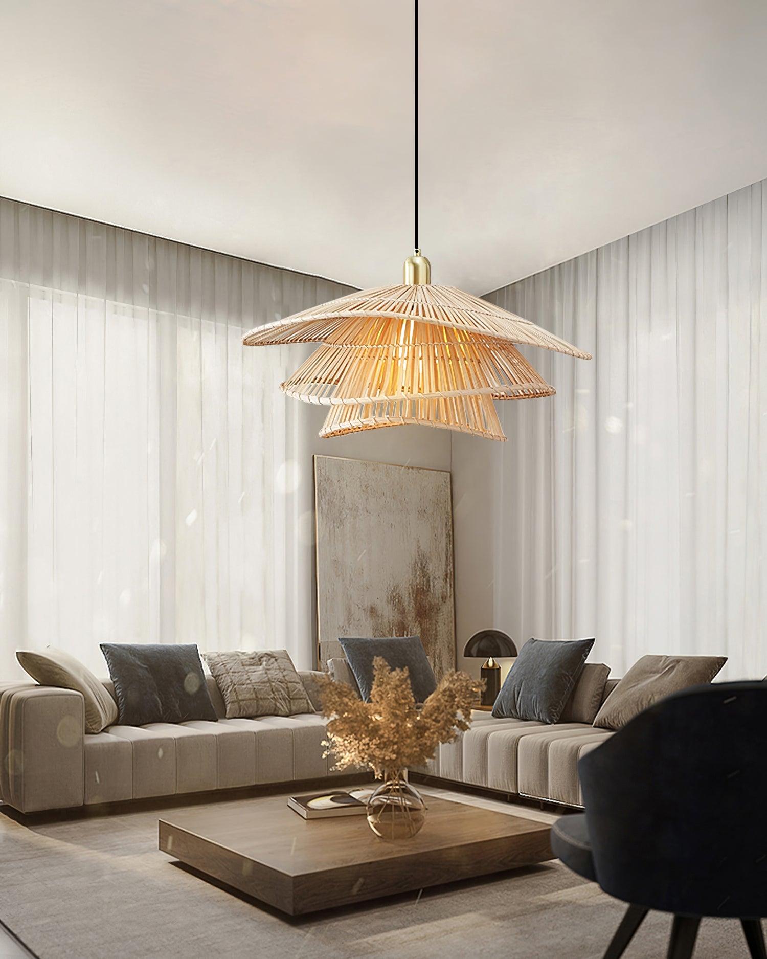 Weaver Pendant Lamp Woven Rattan Tiered - Letslighting