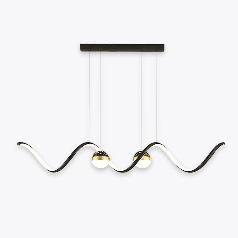 Arisha Suspension Linéaire Nordique, Métal/Acrylique, Noir/Blanc/Doré, Salon - Neutralighting