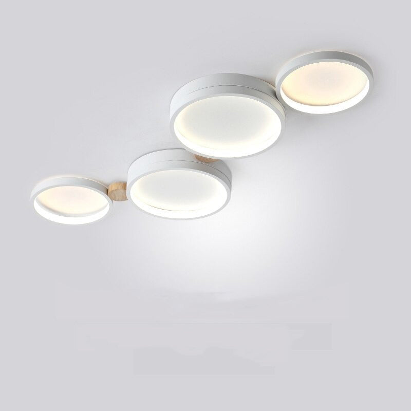 Fylo Plafonnier Rond Moderne. Métal/Bois. Blanc/Gris/Vert. Salon - Neutralighting