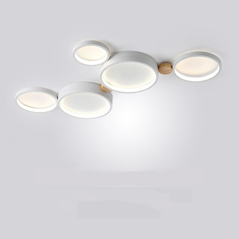 Fylo Plafonnier Rond Moderne. Métal/Bois. Blanc/Gris/Vert. Salon - Neutralighting