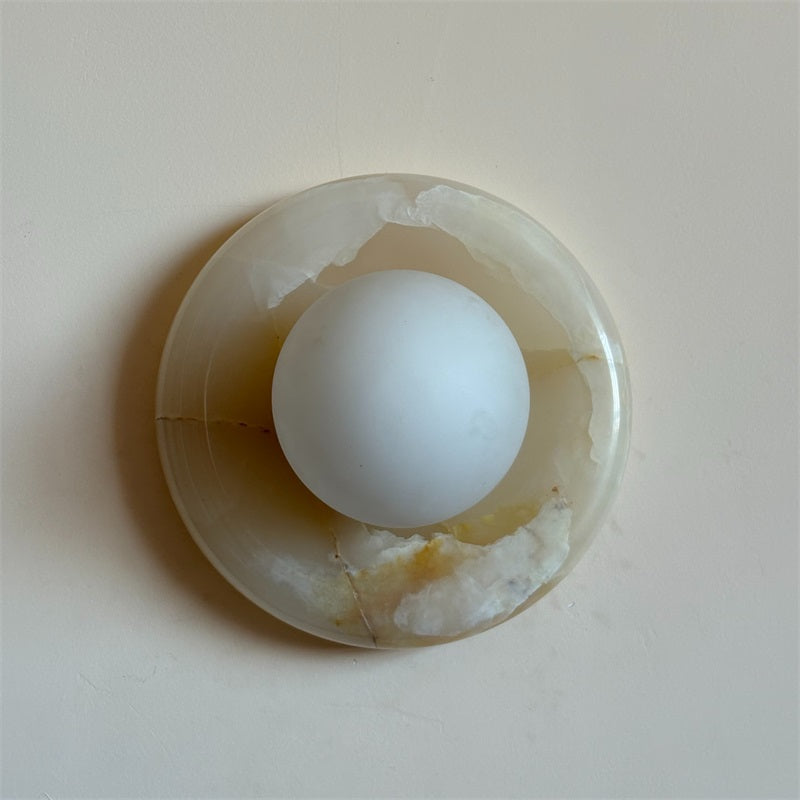Aursilos Premium Nordic Art White Jade Glass Sconce Wall Lamp - Lamp Copper