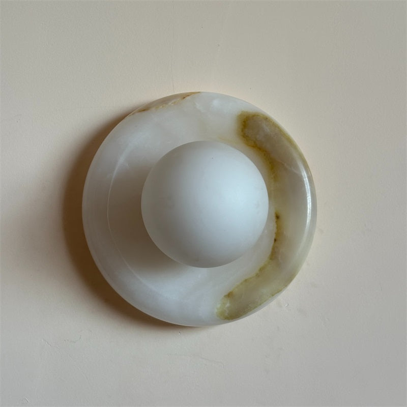 Aursilos Premium Nordic Art White Jade Glass Sconce Wall Lamp - Lamp Copper