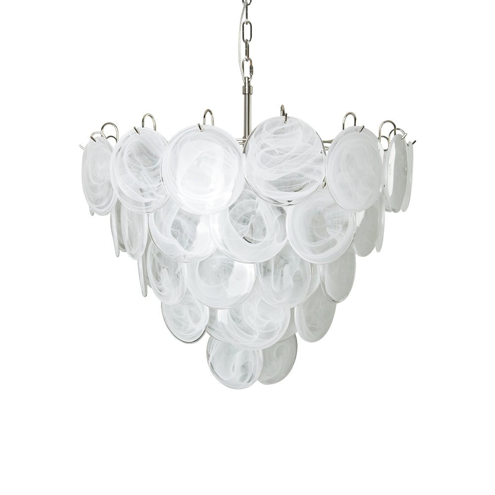 Aurora Chandelier White Murano Glass Disc - Letslighting