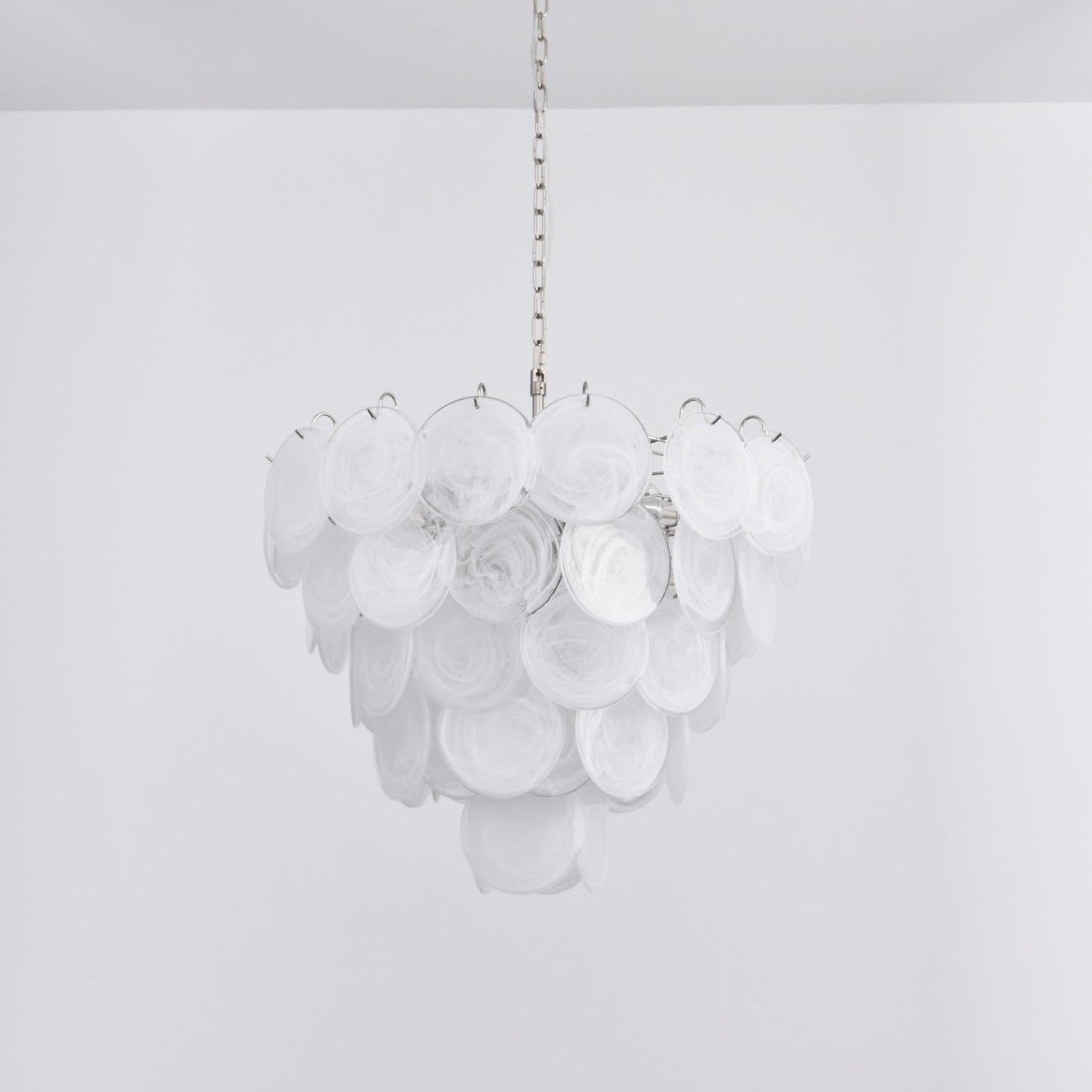 Aurora Chandelier White Murano Glass Disc - Letslighting