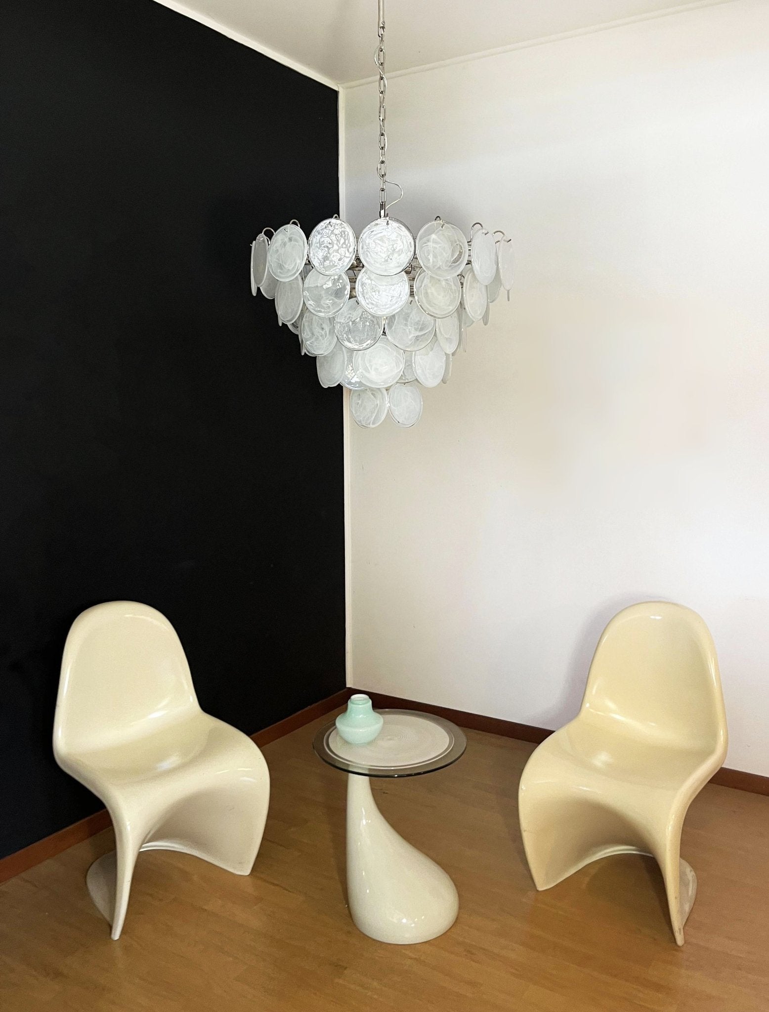 Aurora Chandelier White Murano Glass Disc - Letslighting