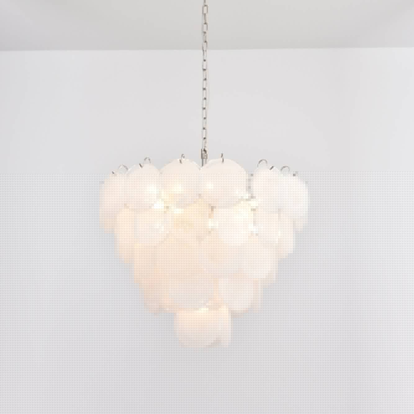 Aurora Chandelier White Murano Glass Disc - Letslighting