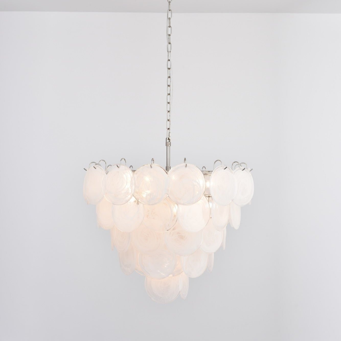 Aurora Chandelier White Murano Glass Disc - Letslighting