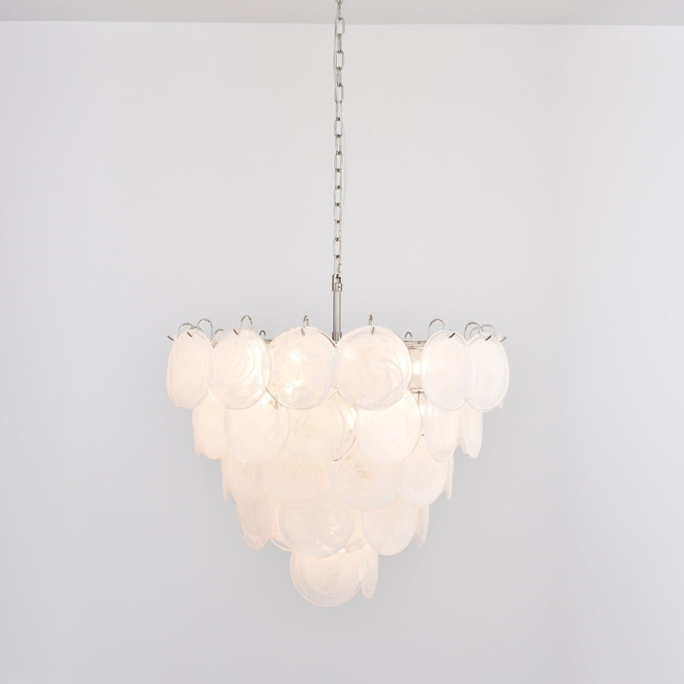 Aurora Chandelier White Murano Glass Disc - Letslighting