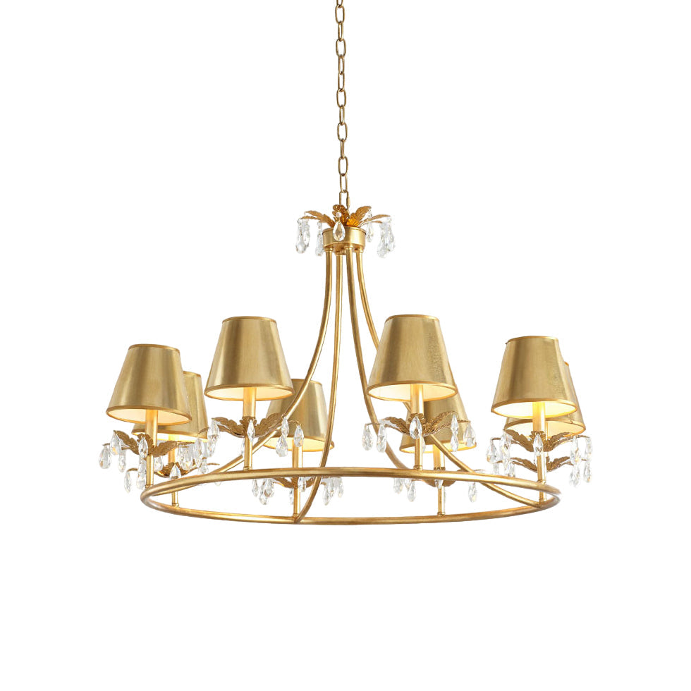 Ivsilan Vintage Industrial Brass Crystal Chandelier - Lamp Copper