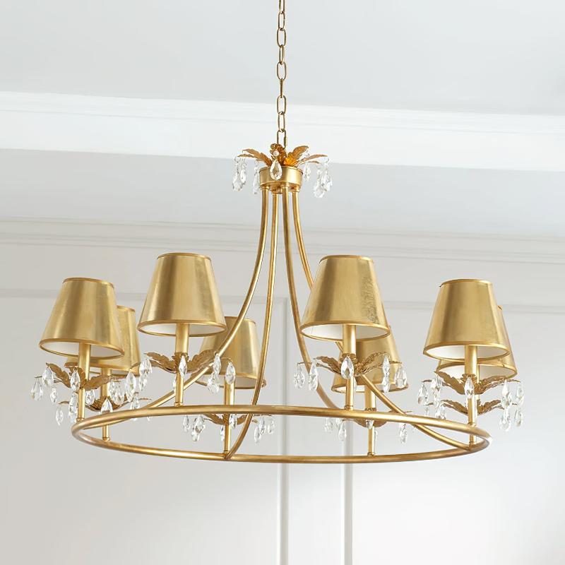 Ivsilan Vintage Industrial Brass Crystal Chandelier - Lamp Copper