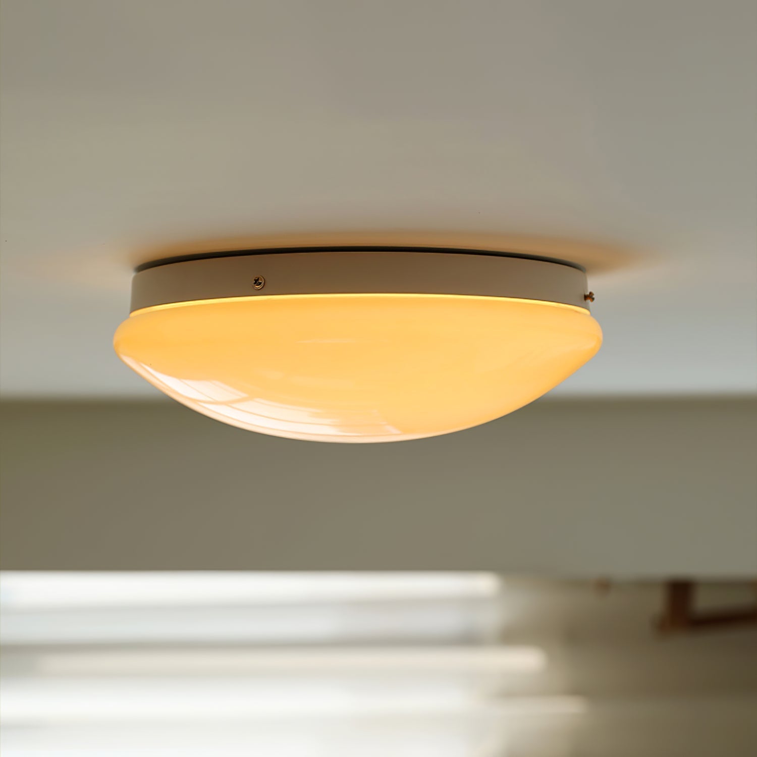 Alcaria Modern Minimalist Metal Glass Flush Ceiling Light - Lamp Copper