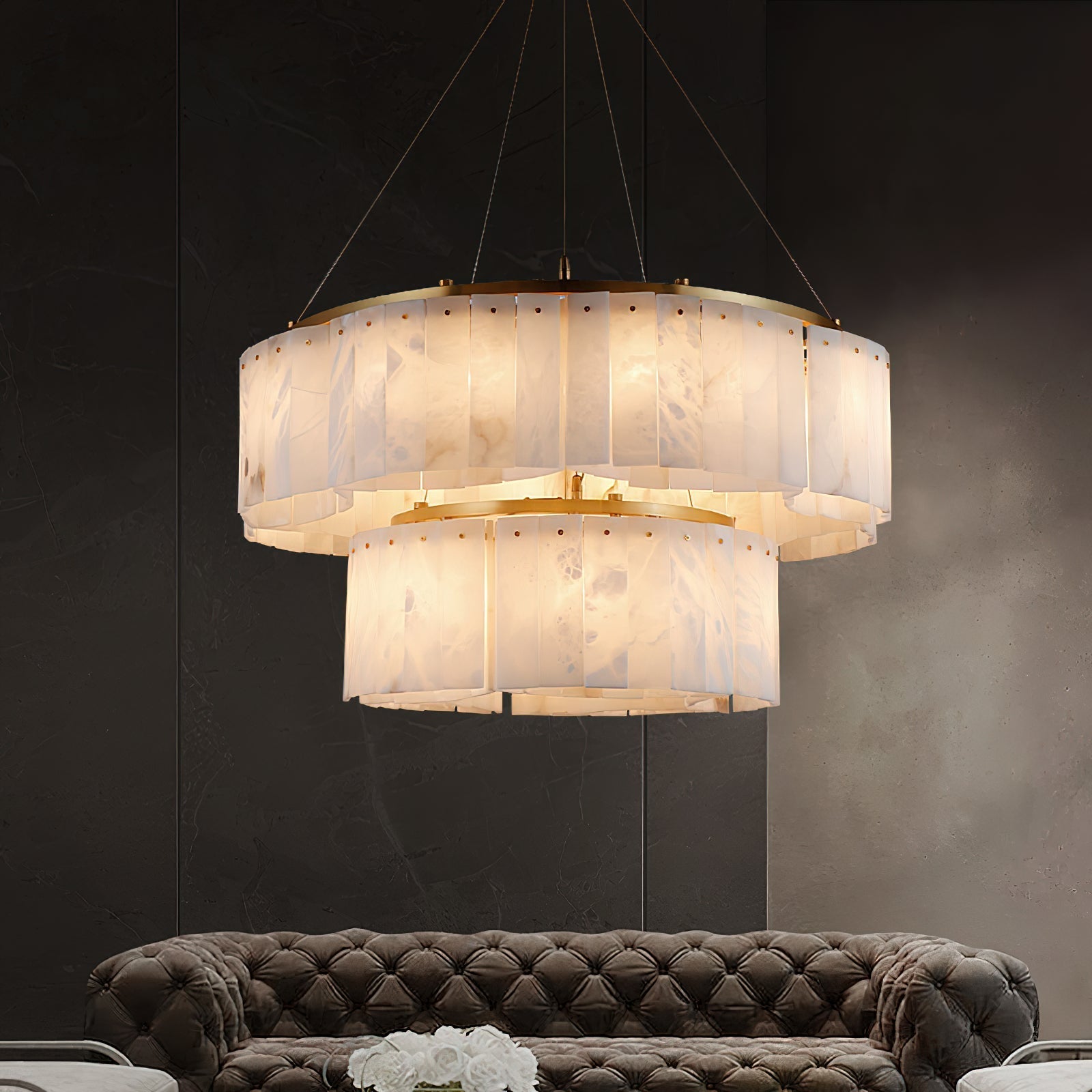 Avvinel Modern Luxury Minimalist Alabaster Chandelier - Neutralighting