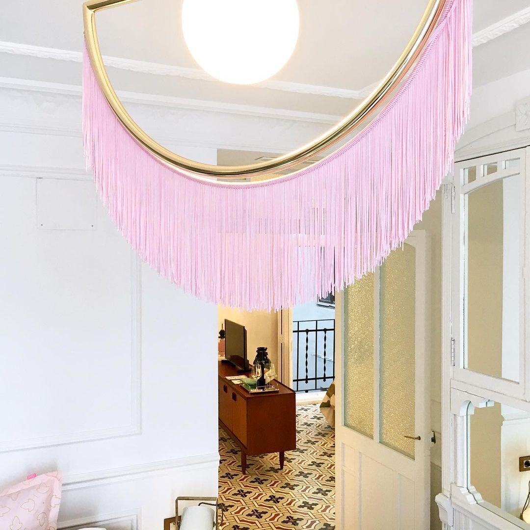 Solara Lampe suspendue en tissu à franges style globe rétro bohème - Neutralighting