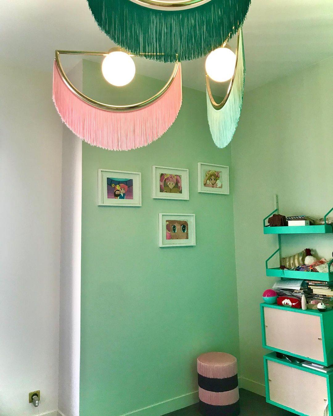 Solara Lampe suspendue en tissu à franges style globe rétro bohème - Neutralighting