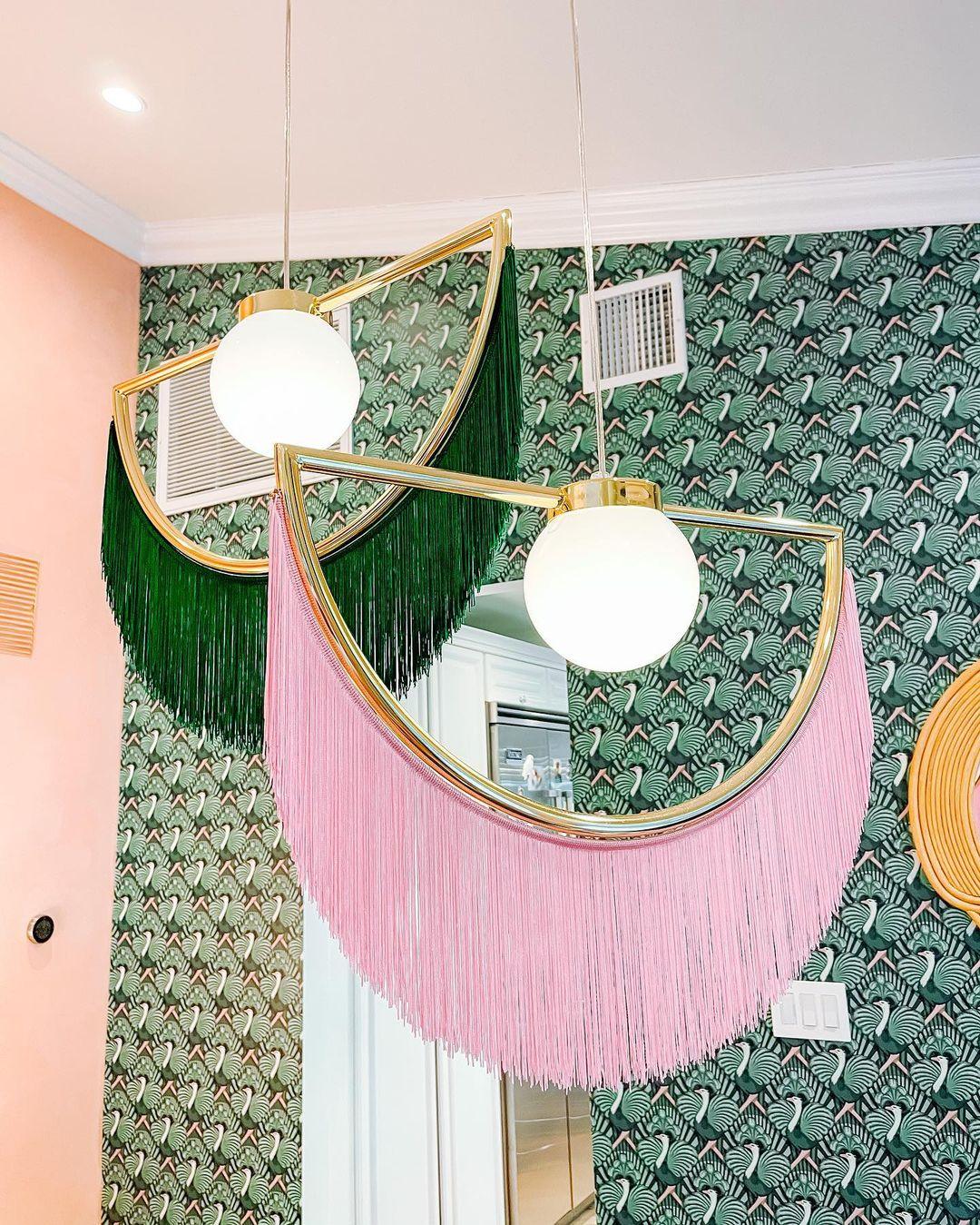 Solara Lampe suspendue en tissu à franges style globe rétro bohème - Neutralighting