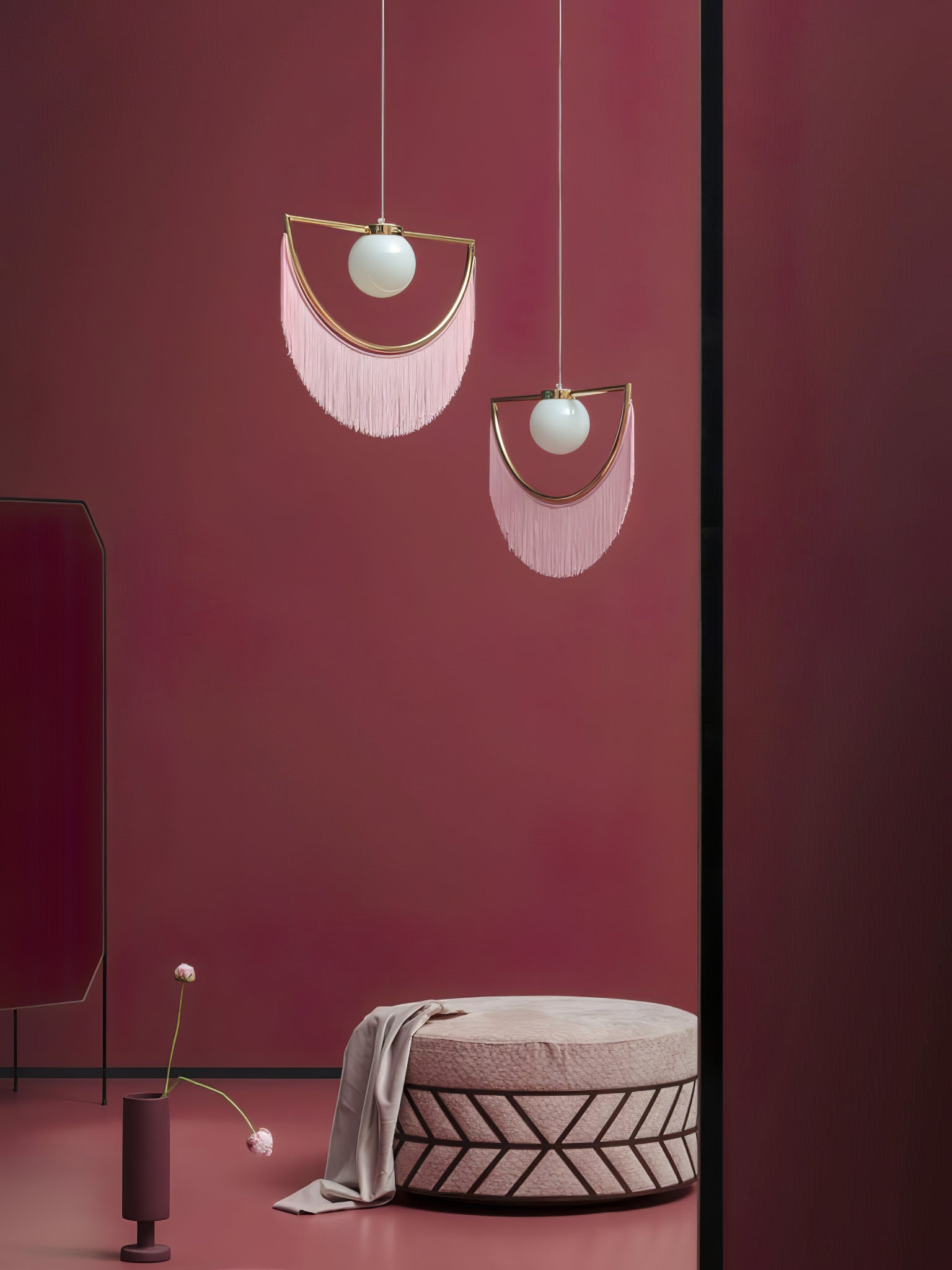 Solara Lampe suspendue en tissu à franges style globe rétro bohème - Neutralighting