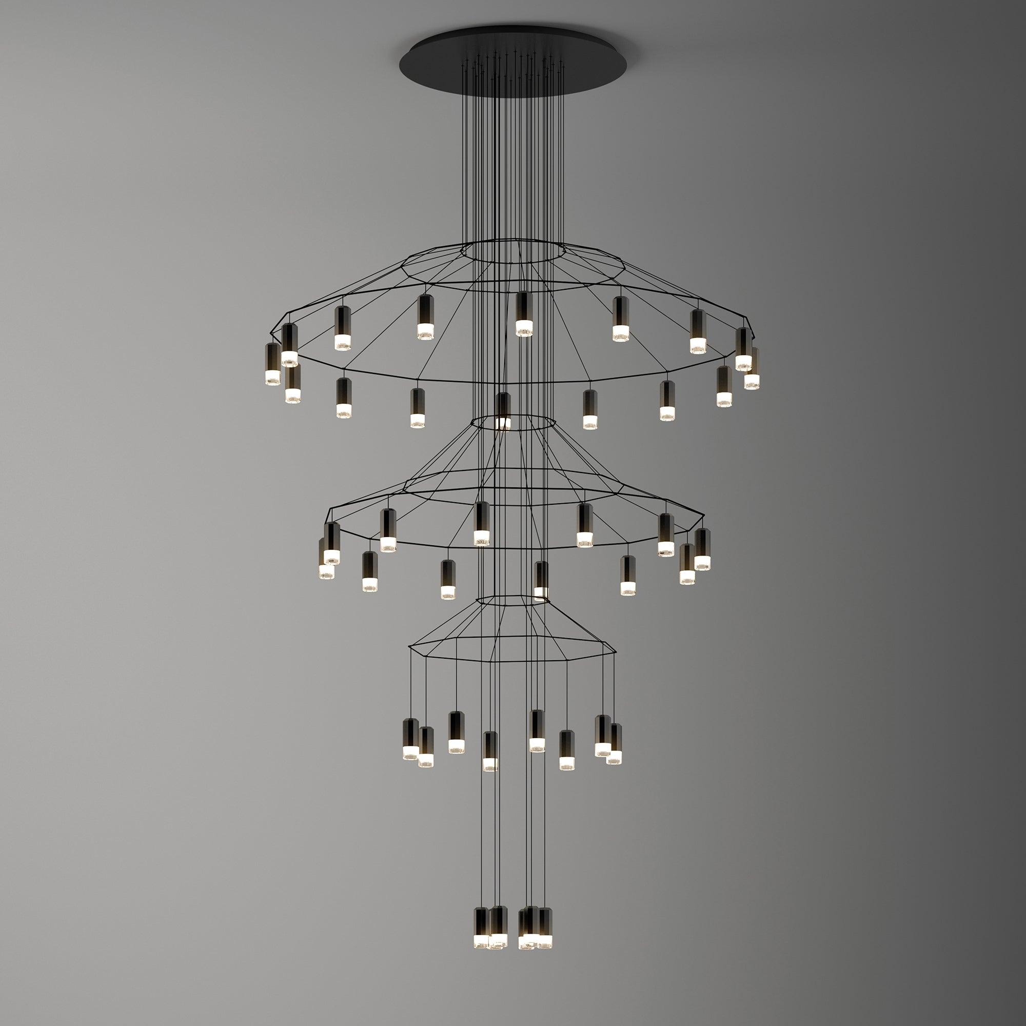Lustra Chandelier Lignes Noir Structure Métallique LED - Neutralighting