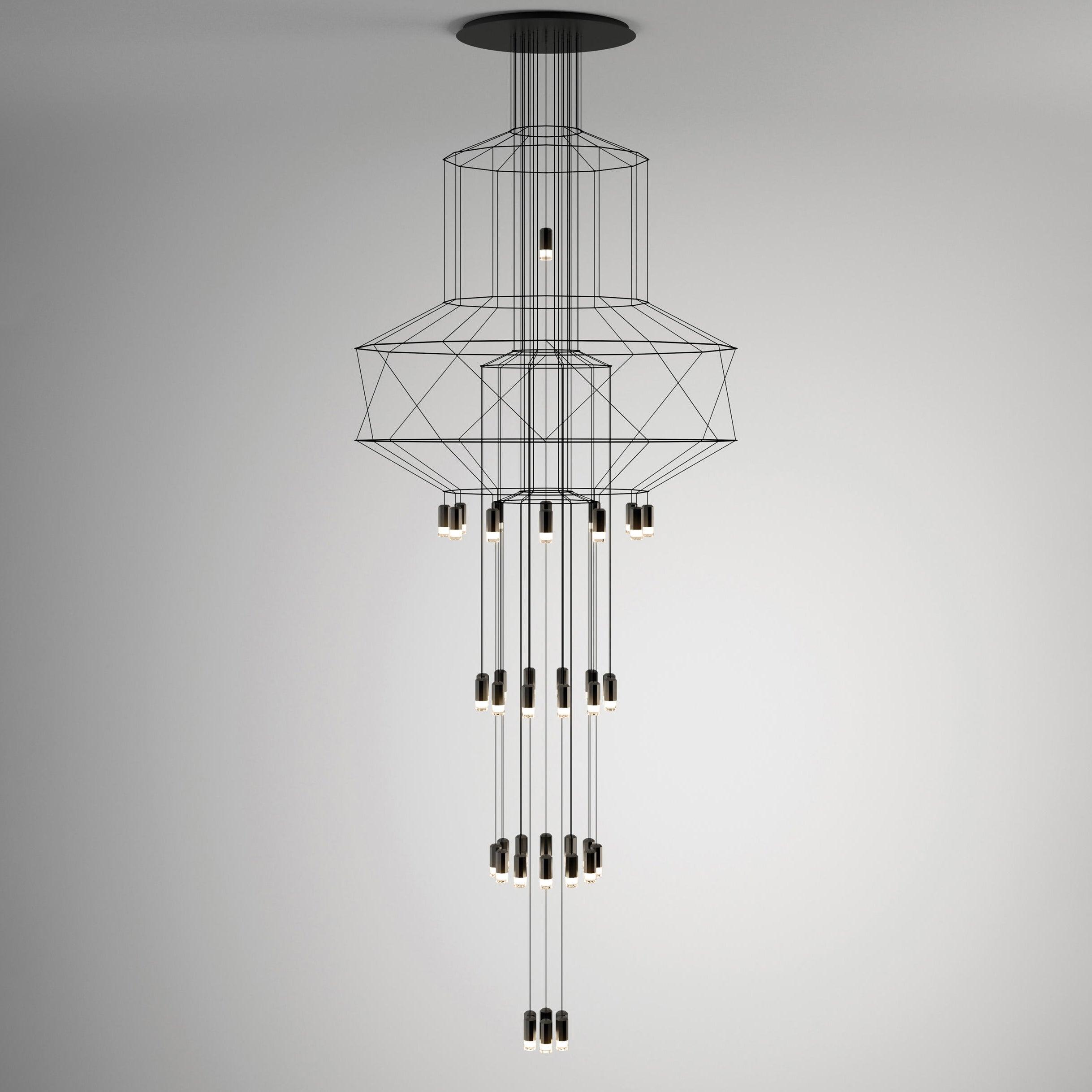 Lustra Chandelier Lignes Noir Structure Métallique LED - Neutralighting