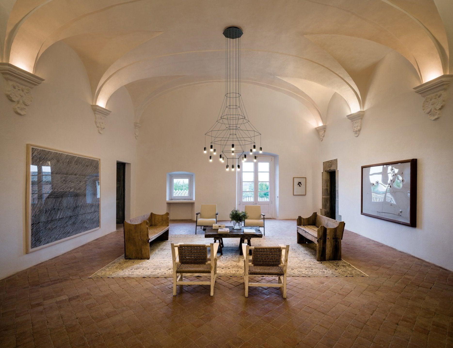 Lustra Chandelier Lignes Noir Structure Métallique LED - Neutralighting