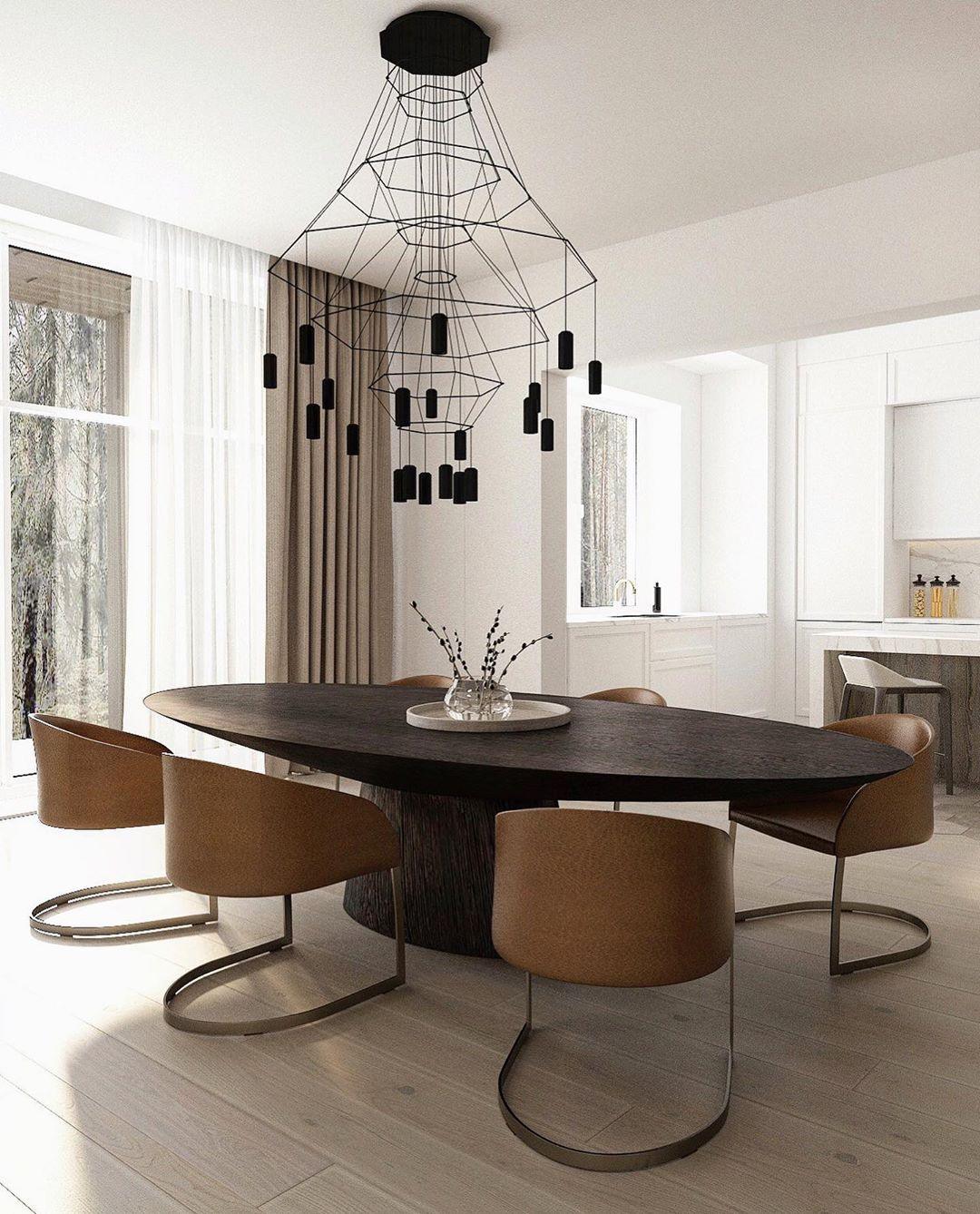 Lustra Chandelier Lignes Noir Structure Métallique LED - Neutralighting