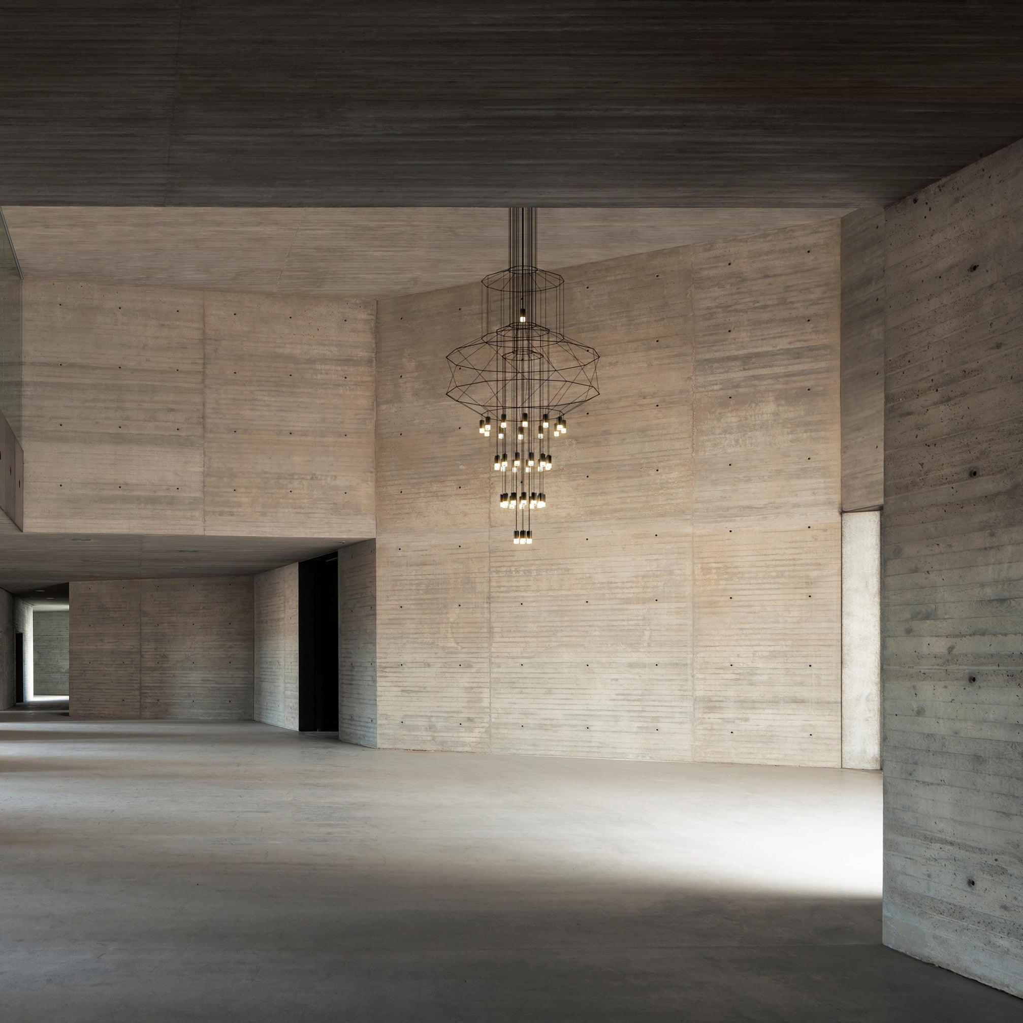 Lustra Chandelier Lignes Noir Structure Métallique LED - Neutralighting