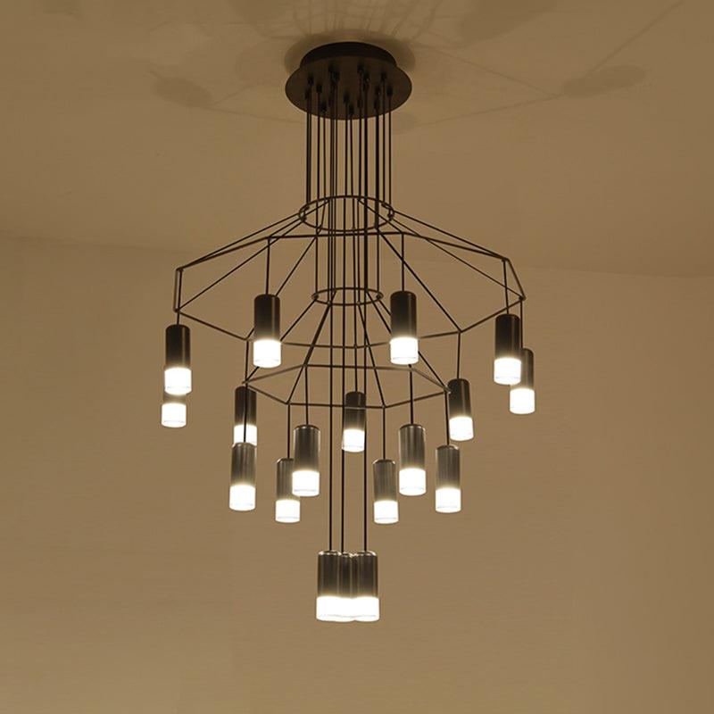 Lustra Chandelier Lignes Noir Structure Métallique LED - Neutralighting