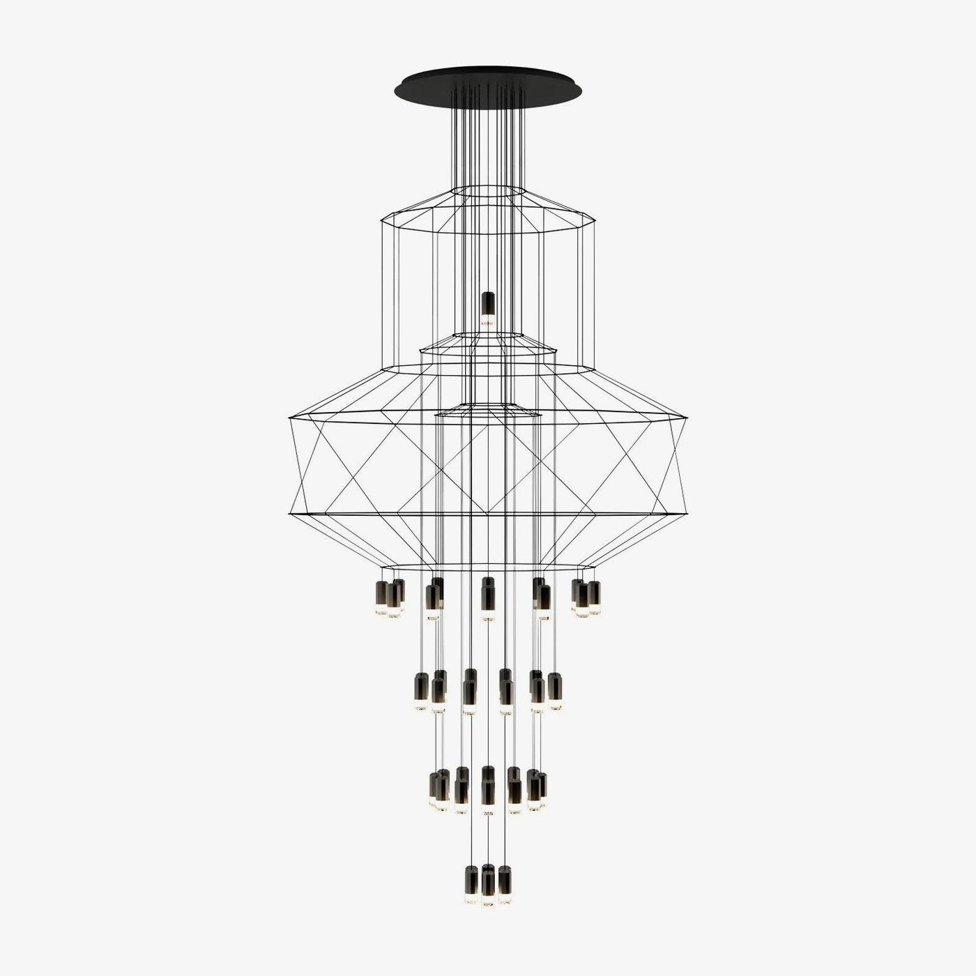 Lustra Chandelier Lignes Noir Structure Métallique LED - Neutralighting