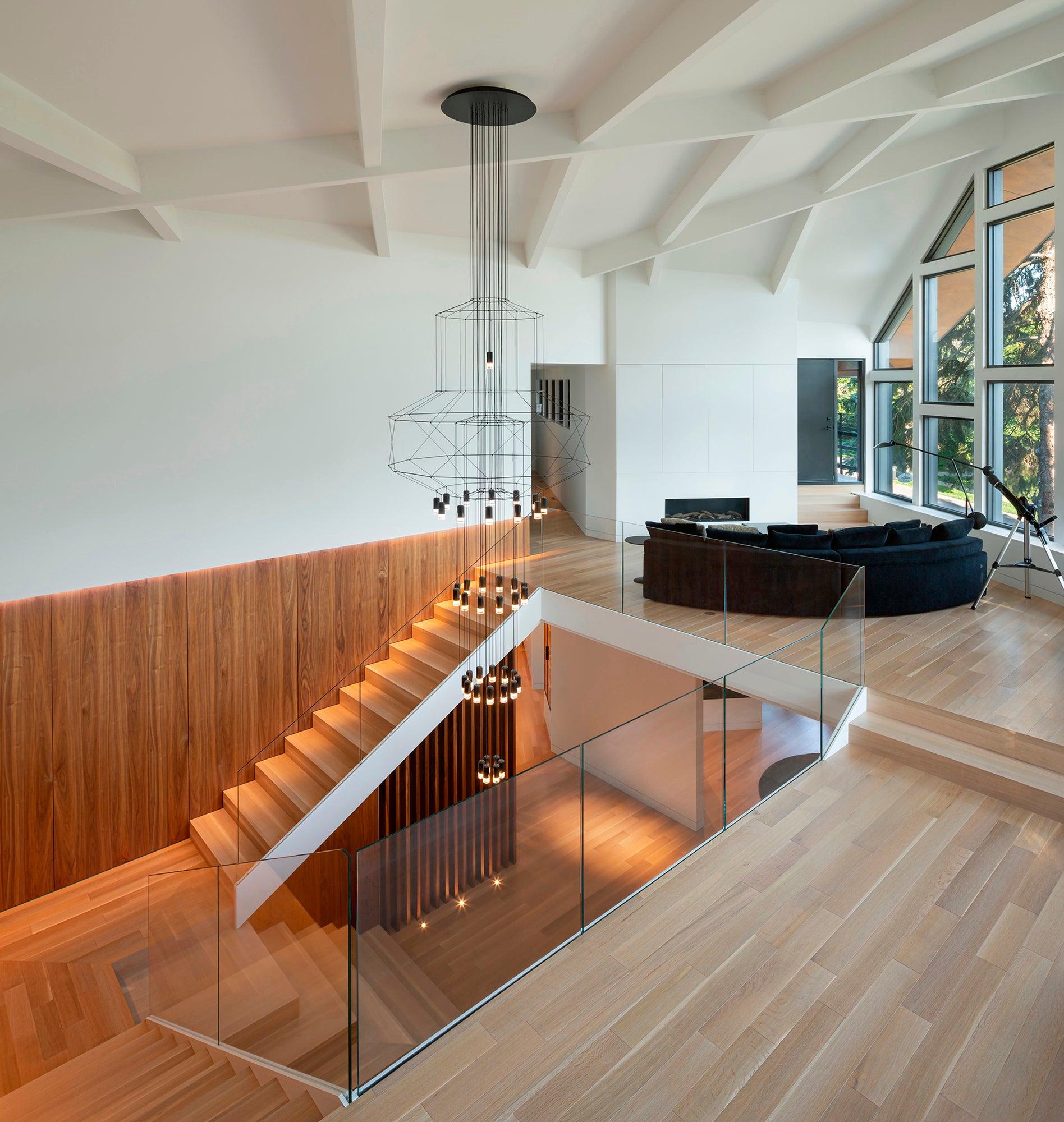 Lustra Chandelier Lignes Noir Structure Métallique LED - Neutralighting