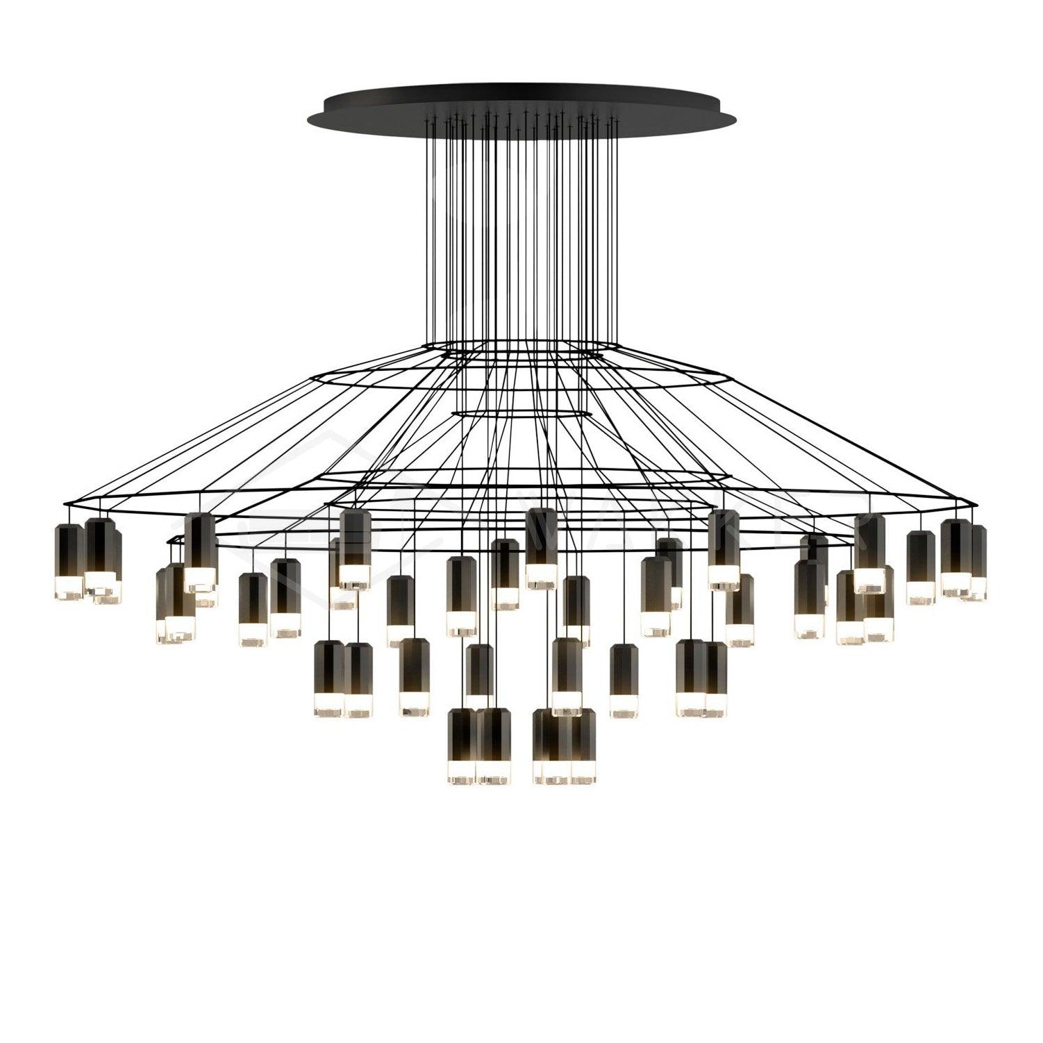 Lustra Chandelier Lignes Noir Structure Métallique LED - Neutralighting