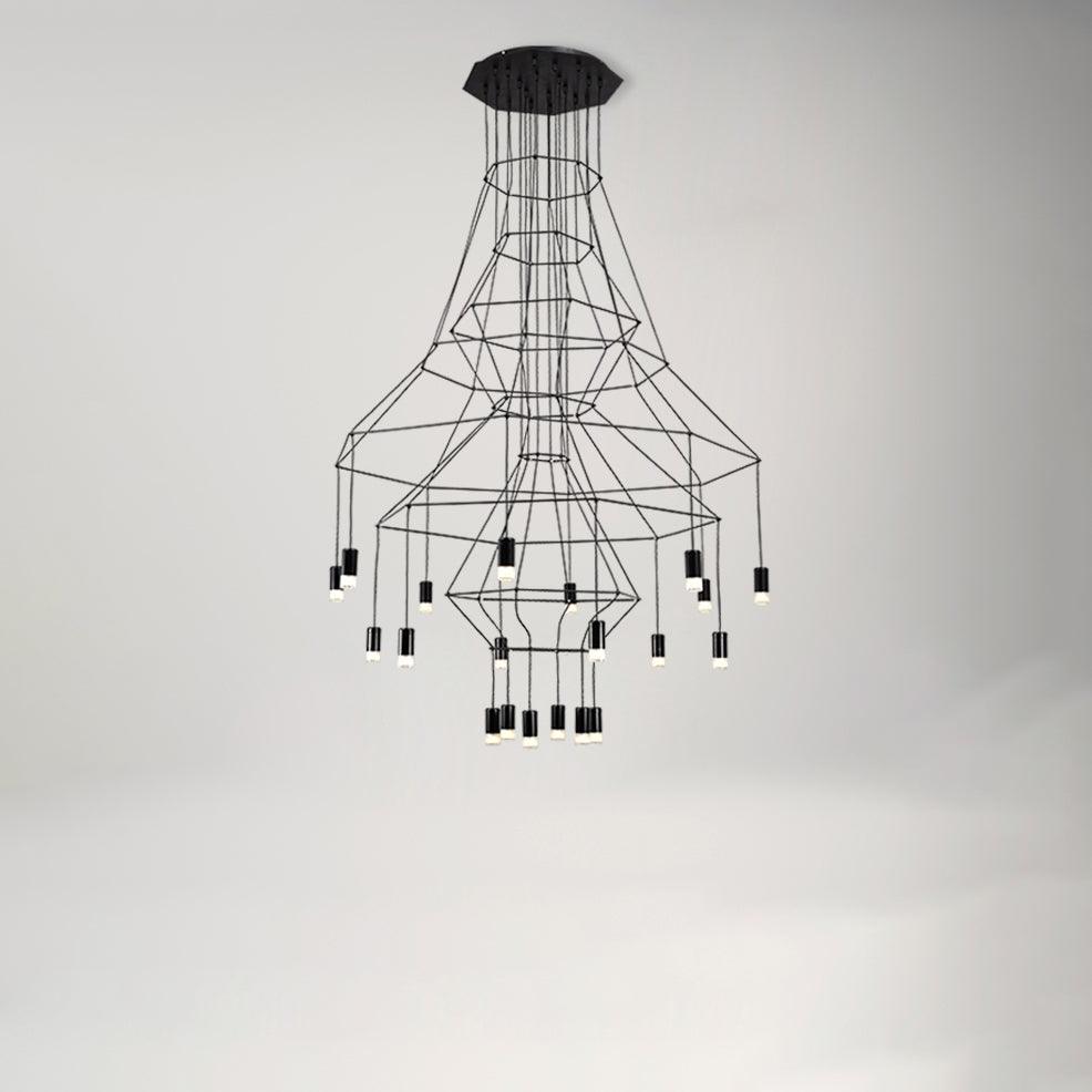 Lustra Chandelier Lignes Noir Structure Métallique LED - Neutralighting