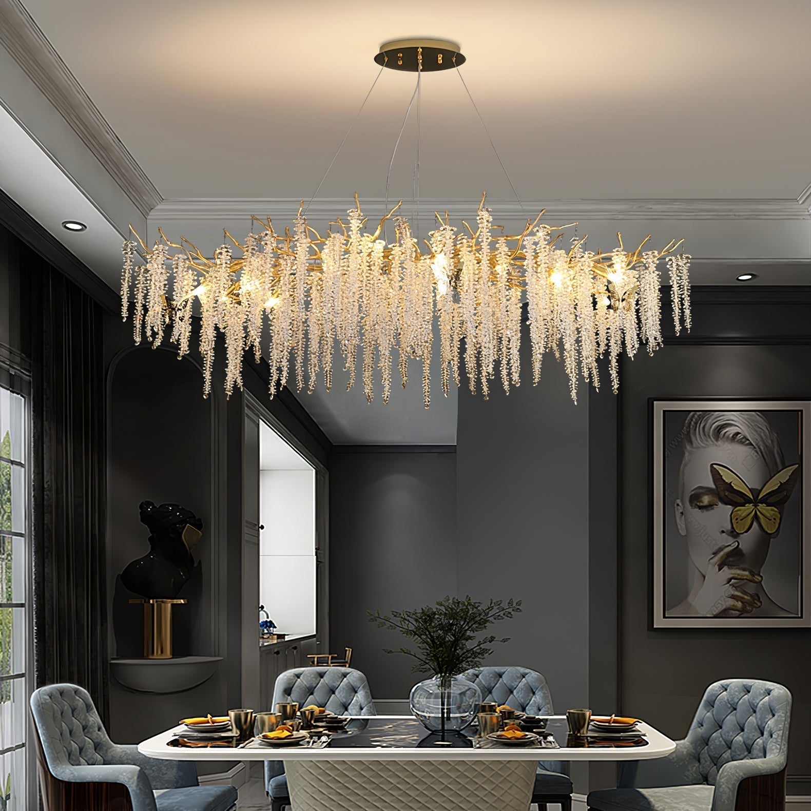 Solara Chandelier Fleur de Glycine en Cristal - Neutralighting