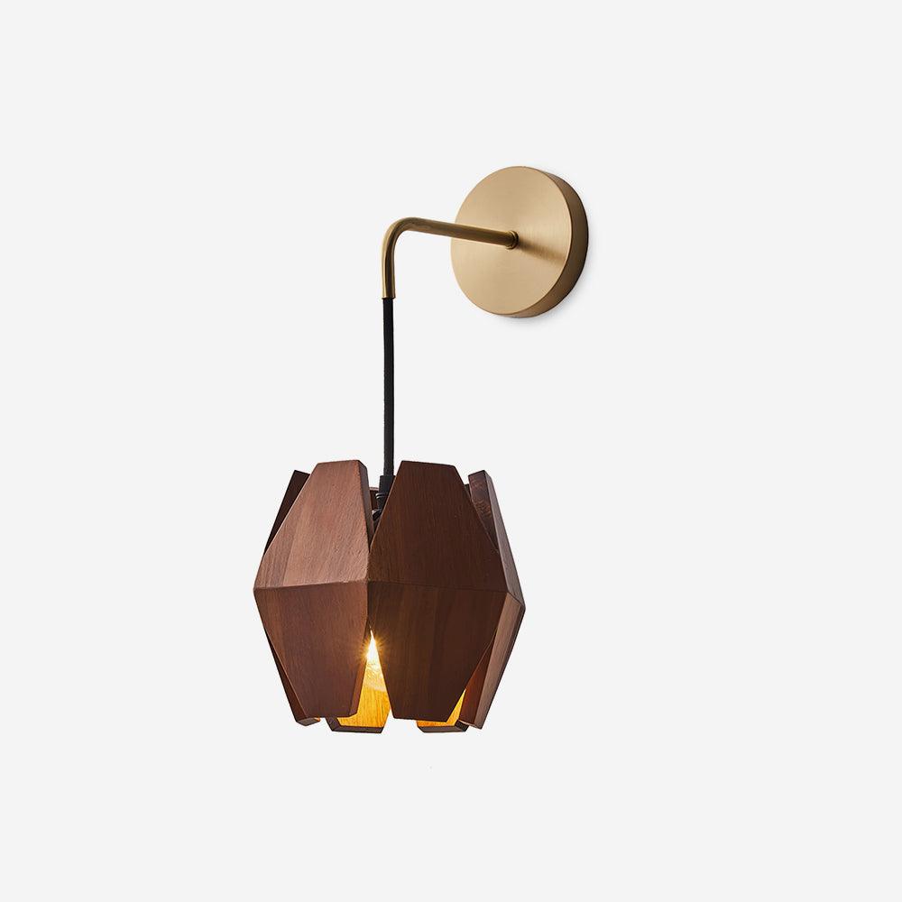 Wall Lamp Geometric Wood Shade Warm Glow Nordic Minimalist Accent - Letslighting