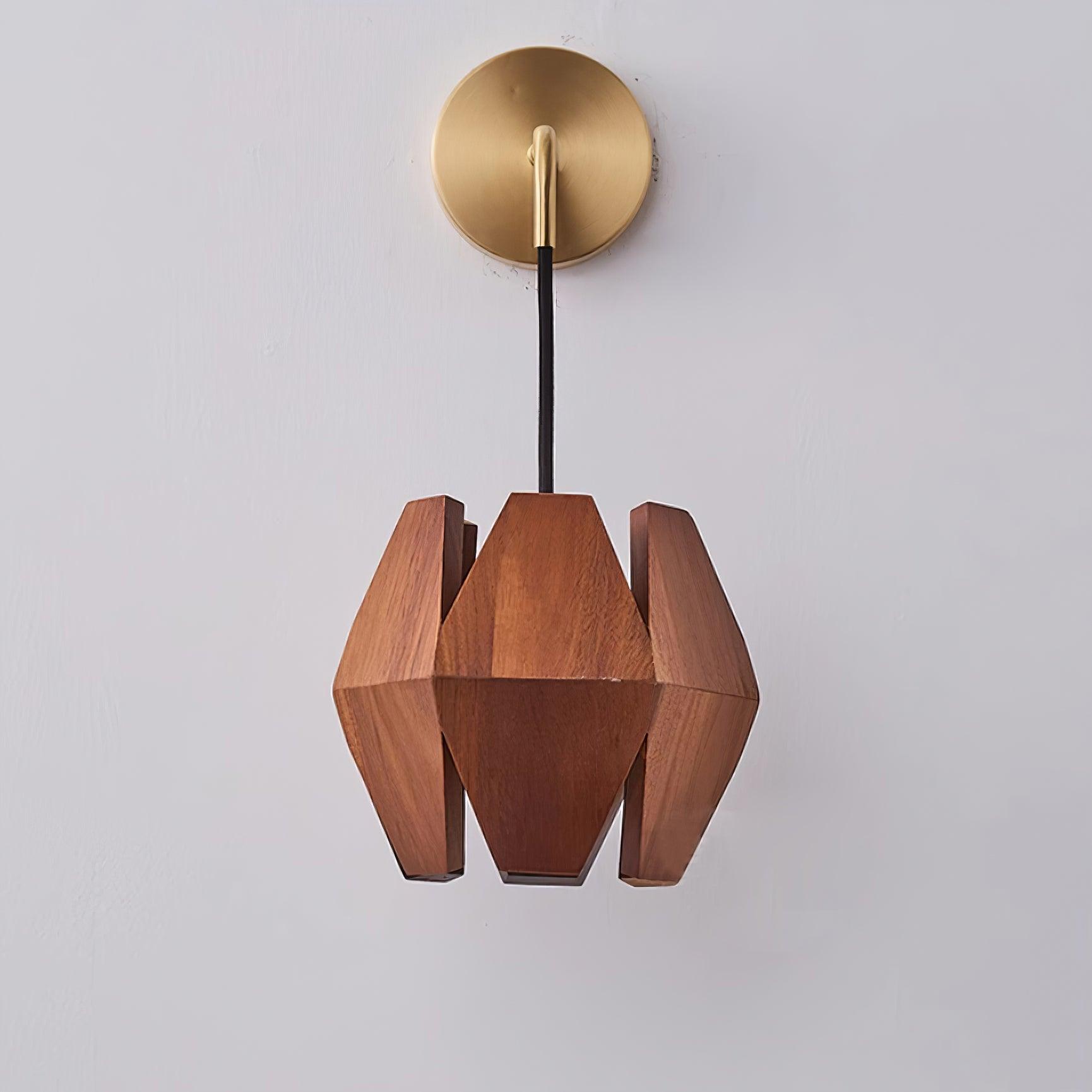 Wall Lamp Geometric Wood Shade Warm Glow Nordic Minimalist Accent - Letslighting