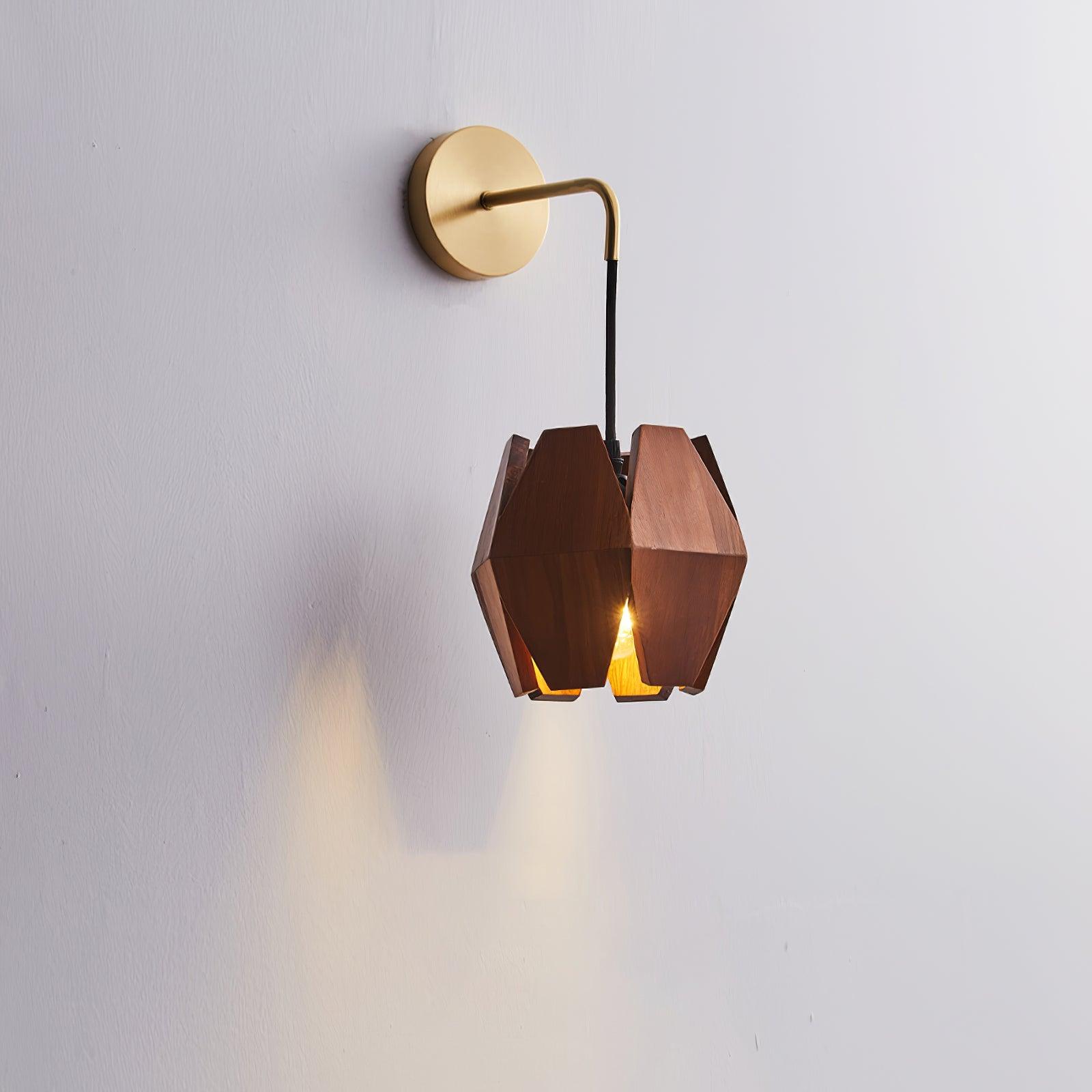 Wall Lamp Geometric Wood Shade Warm Glow Nordic Minimalist Accent - Letslighting