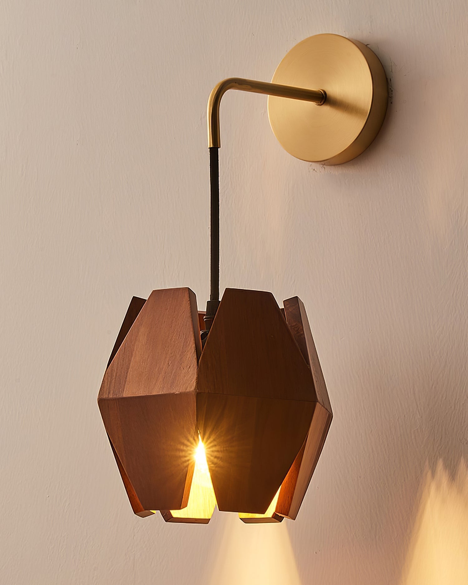 Wall Lamp Body Faceted Walnut Shade Plug In Nordic Minimalist - Letslighting