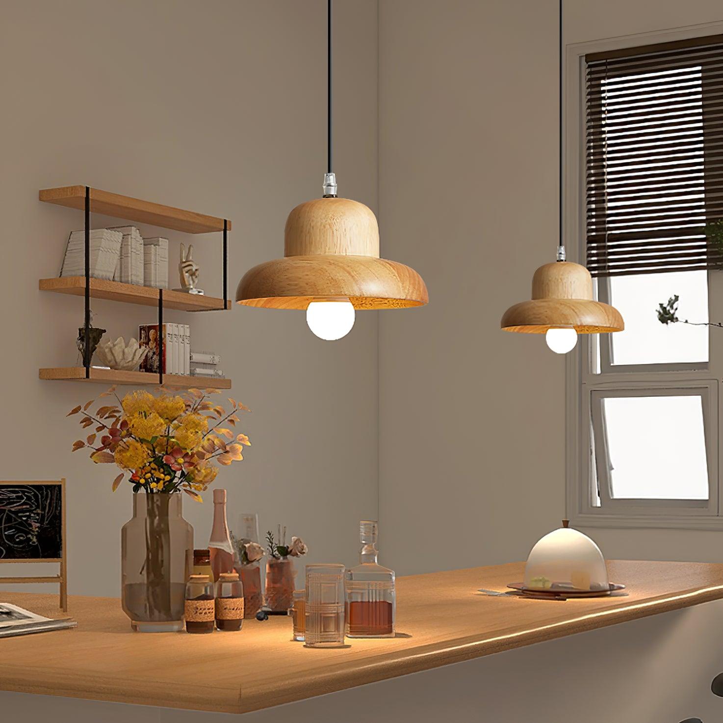 Wood Hat Pendant Lamp Curved Organic - Letslighting