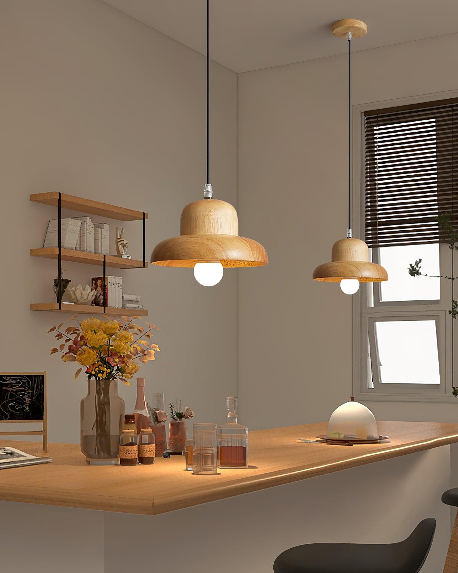 Wood Hat Pendant Lamp Curved Organic - Letslighting